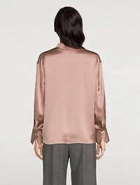 Split-Neck Silk Tunic Blouse