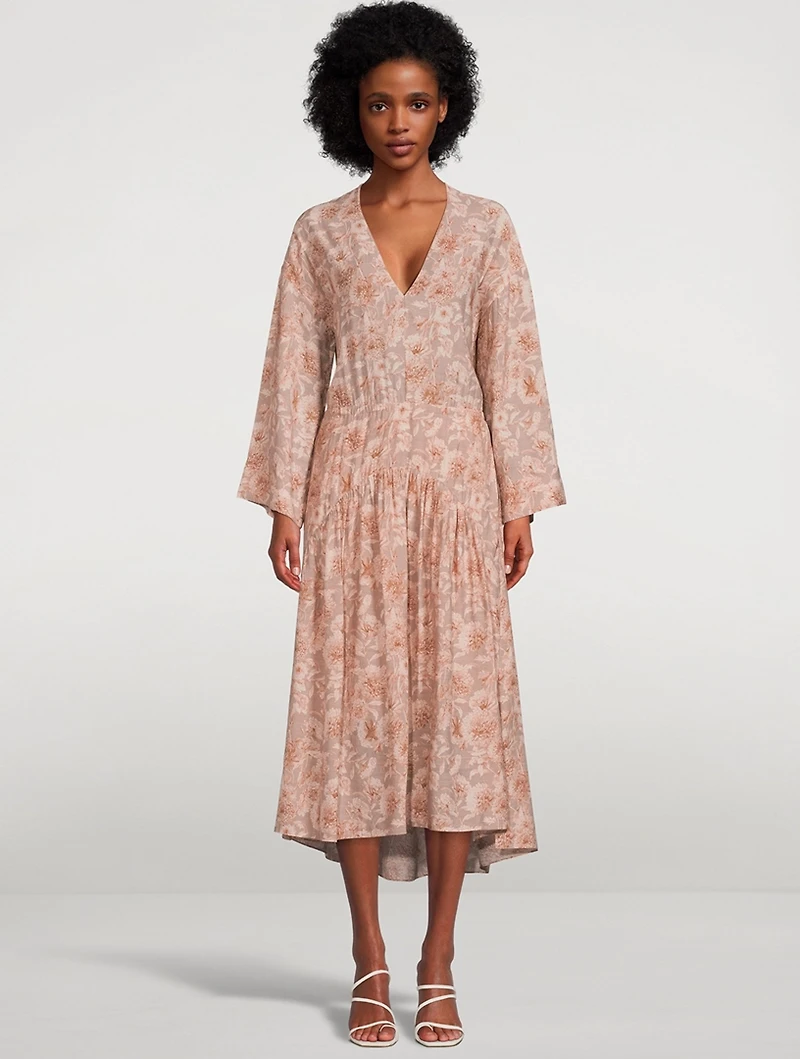 Dahlia Double V-Neck Long Sleeve Midi Dress
