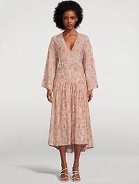 Dahlia Double V-Neck Long Sleeve Midi Dress