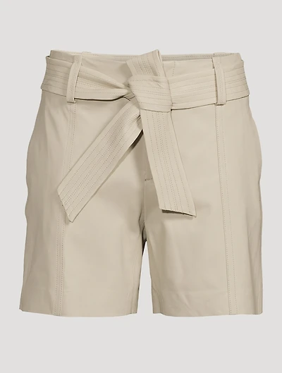 Belted Leather Shorts