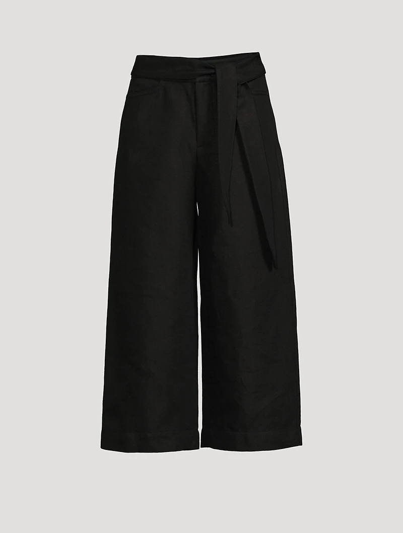 Tie-Front Wide-Leg Trousers