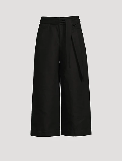Tie-Front Wide-Leg Trousers