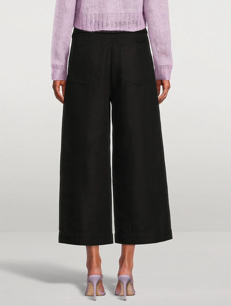 Tie-Front Wide-Leg Trousers