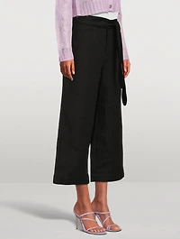 Tie-Front Wide-Leg Trousers