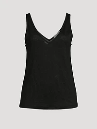 Linen Double V-Neck Tank Top