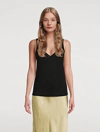 Linen Double V-Neck Tank Top