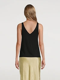 Linen Double V-Neck Tank Top