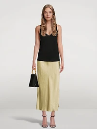 Linen Double V-Neck Tank Top