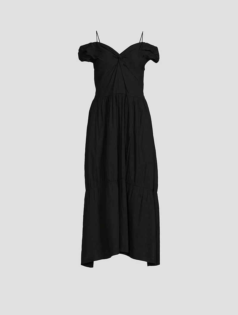 Off-Shoulder Twist Midi Dress
