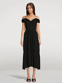 Off-Shoulder Twist Midi Dress
