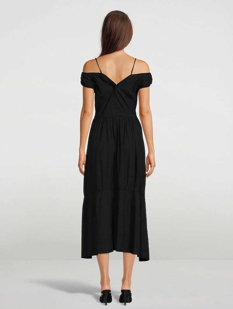 Off-Shoulder Twist Midi Dress