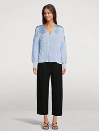 Double V-Neck Blouse