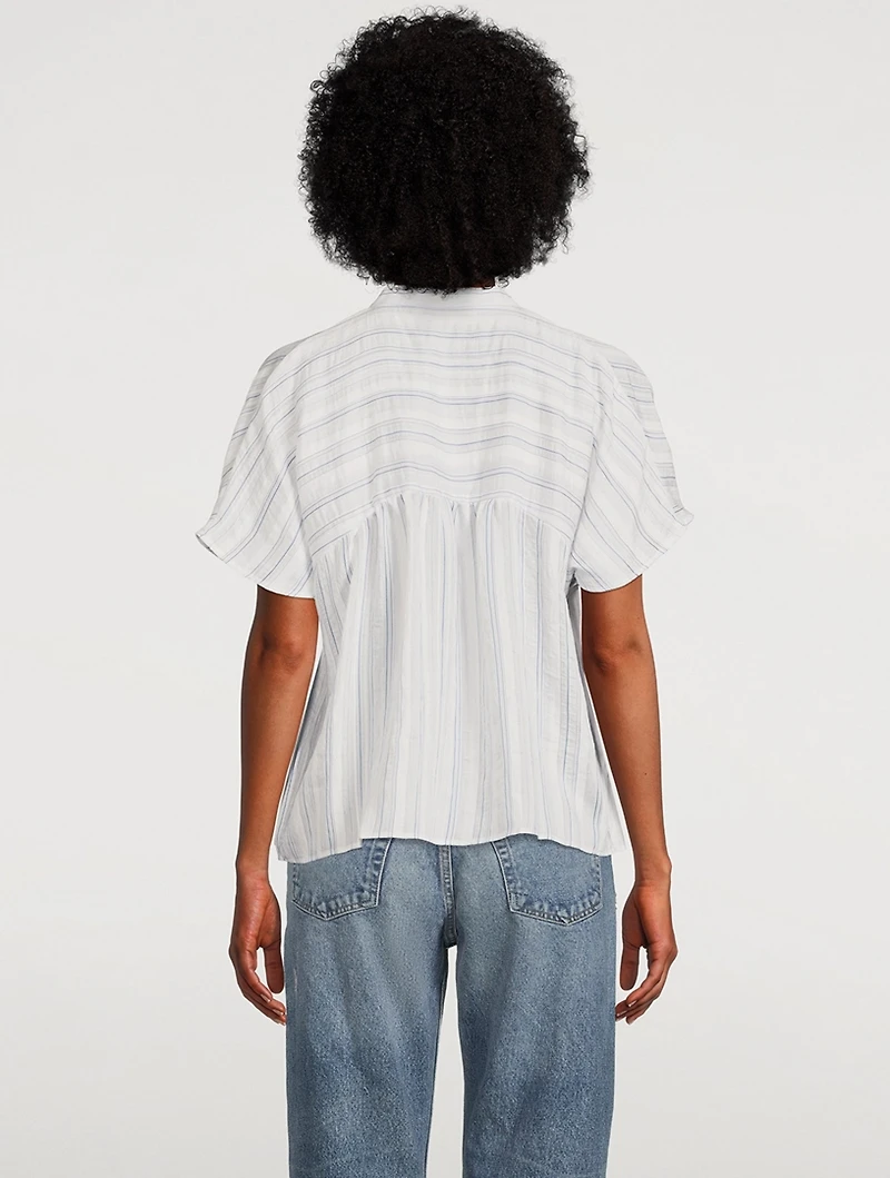 Drapey Stripe Shirred Blouse