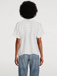 Drapey Stripe Shirred Blouse