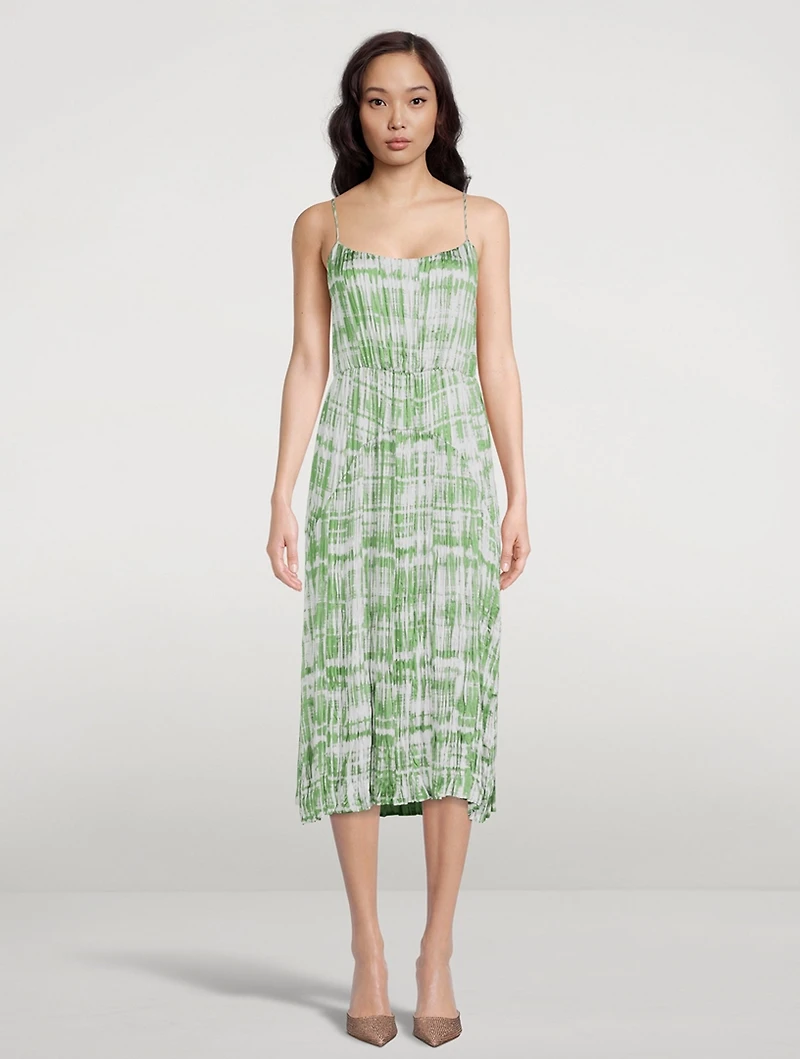 Ruched Camisole Midi Dress Tie Dye Print
