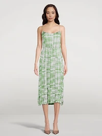 Ruched Camisole Midi Dress Tie Dye Print