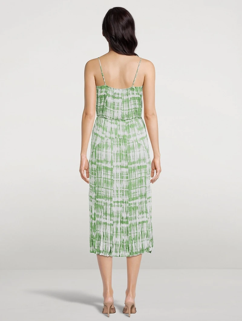 Ruched Camisole Midi Dress Tie Dye Print