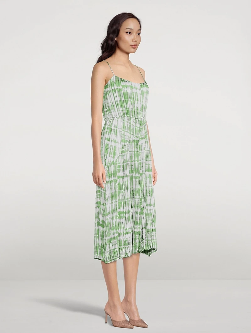 Ruched Camisole Midi Dress Tie Dye Print