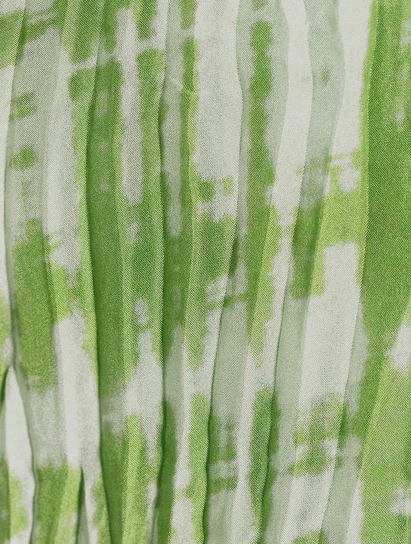 Silk Double V-Neck Blouse Tie Dye Print