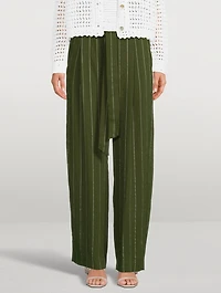 Soft Belted Pants Striped Print