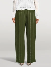 Soft Belted Pants Striped Print