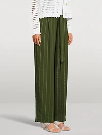 Soft Belted Pants Striped Print