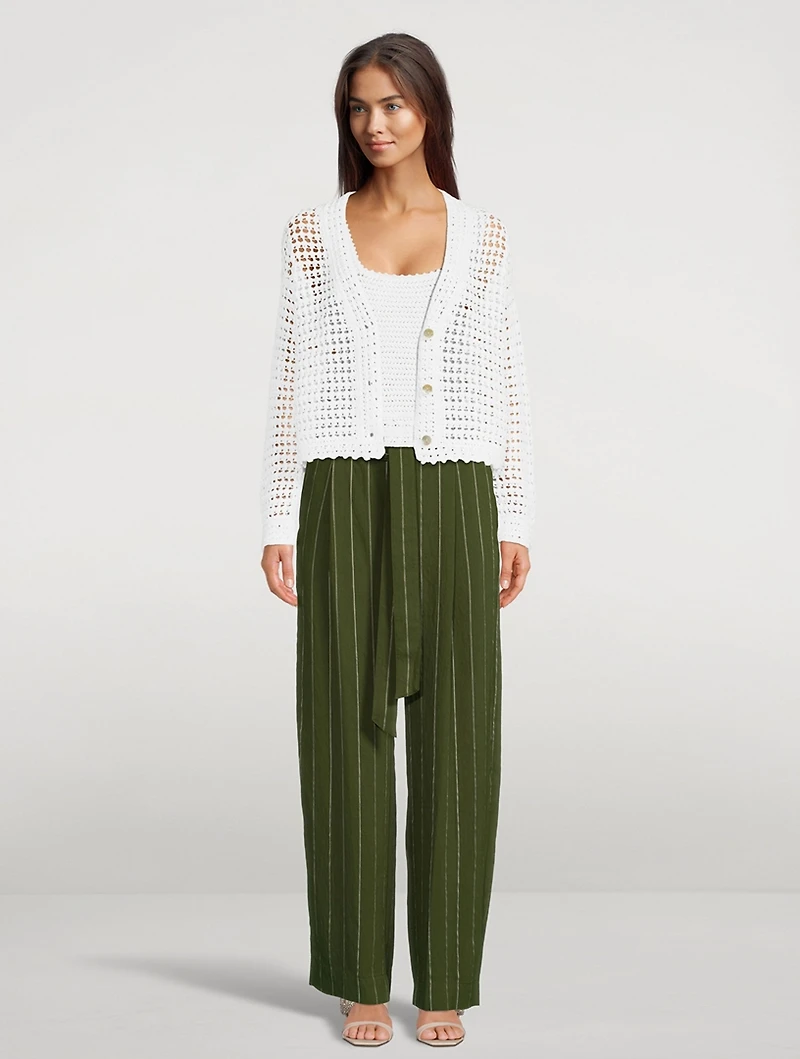 Soft Belted Pants Striped Print