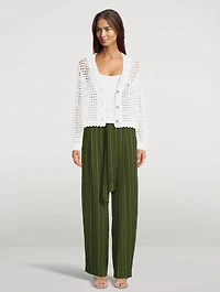 Soft Belted Pants Striped Print