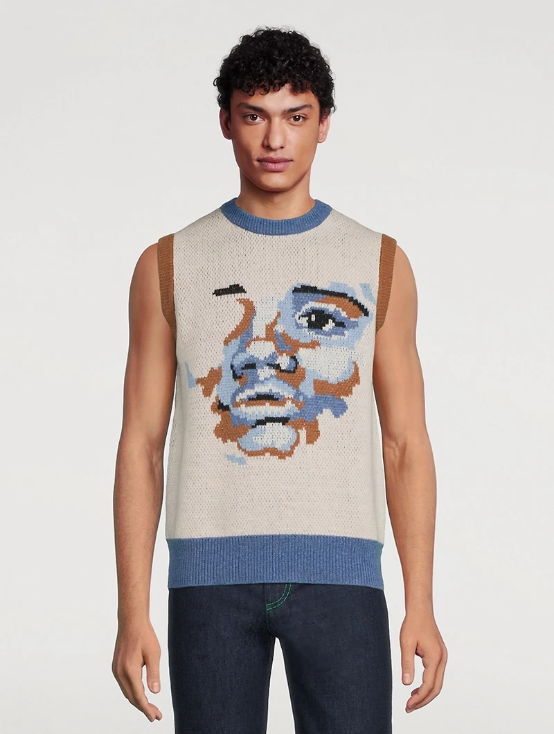 Face Knit Wool-Blend Sweater Vest