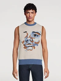 Face Knit Wool-Blend Sweater Vest