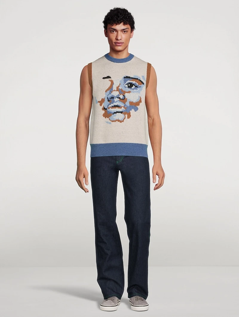 Face Knit Wool-Blend Sweater Vest