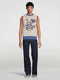 Face Knit Wool-Blend Sweater Vest