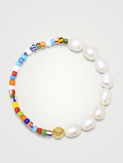 Duo Assorted Vintage Bead And Baroque Pearl Bracelet