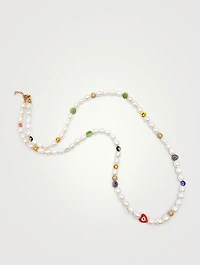 Smiley Face Long Pearl Necklace