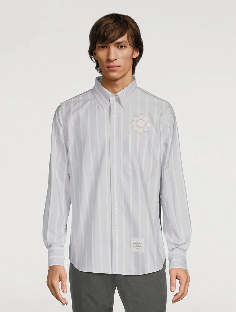 Satin Stitch Floral Applique Shirt