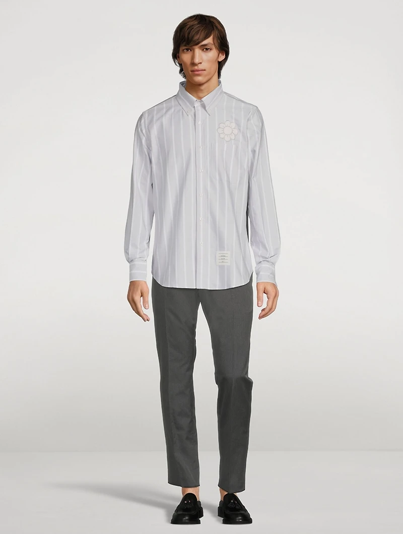 Satin Stitch Floral Applique Shirt