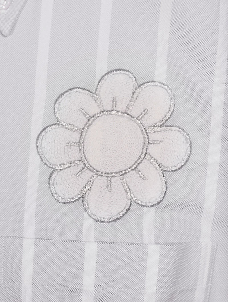 Satin Stitch Floral Applique Shirt