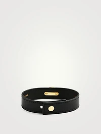 G Chain Leather Cuff Bracelet