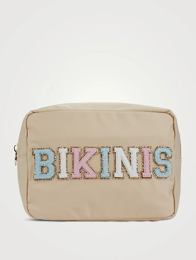 Large Nylon Pouch With Bikinis Lettering