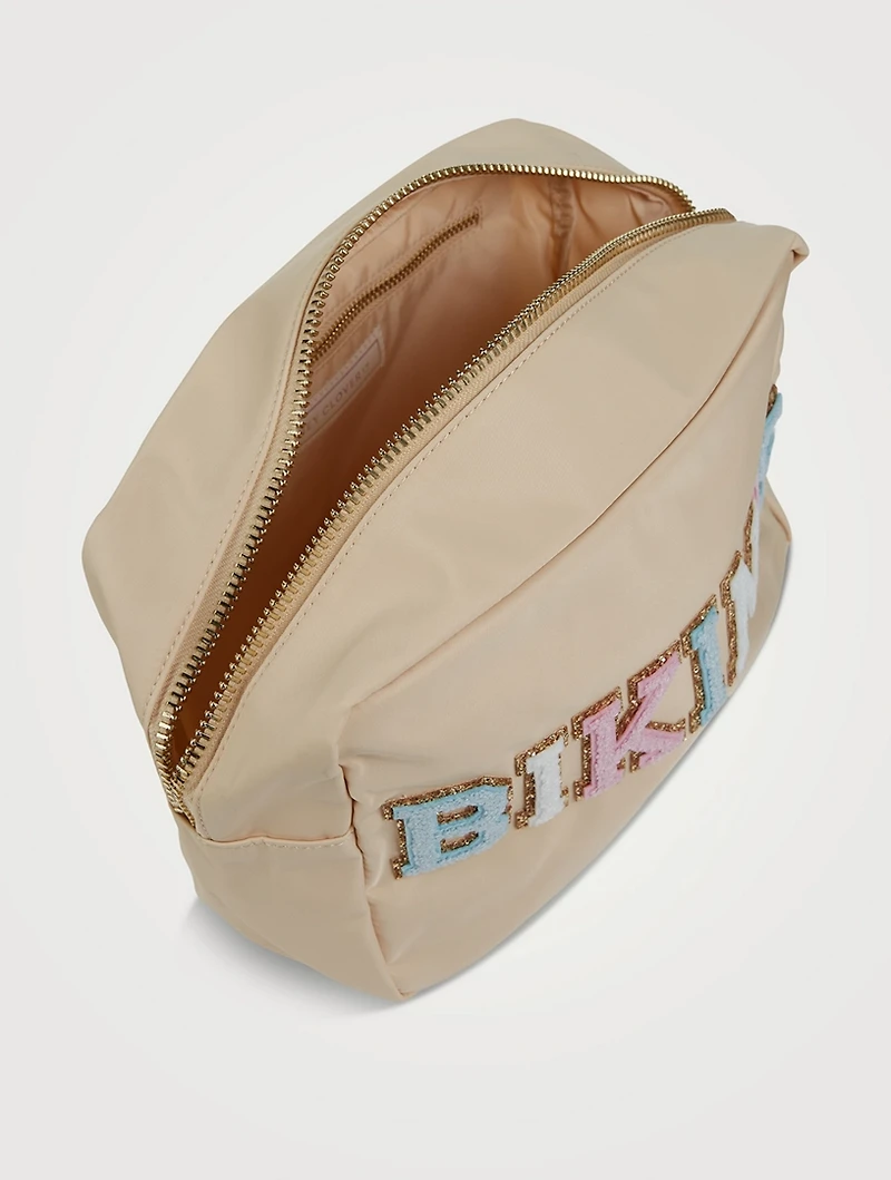 Large Nylon Pouch With Bikinis Lettering