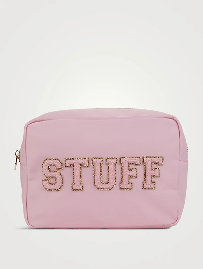 Nylon Pouch With Stuff Lettering