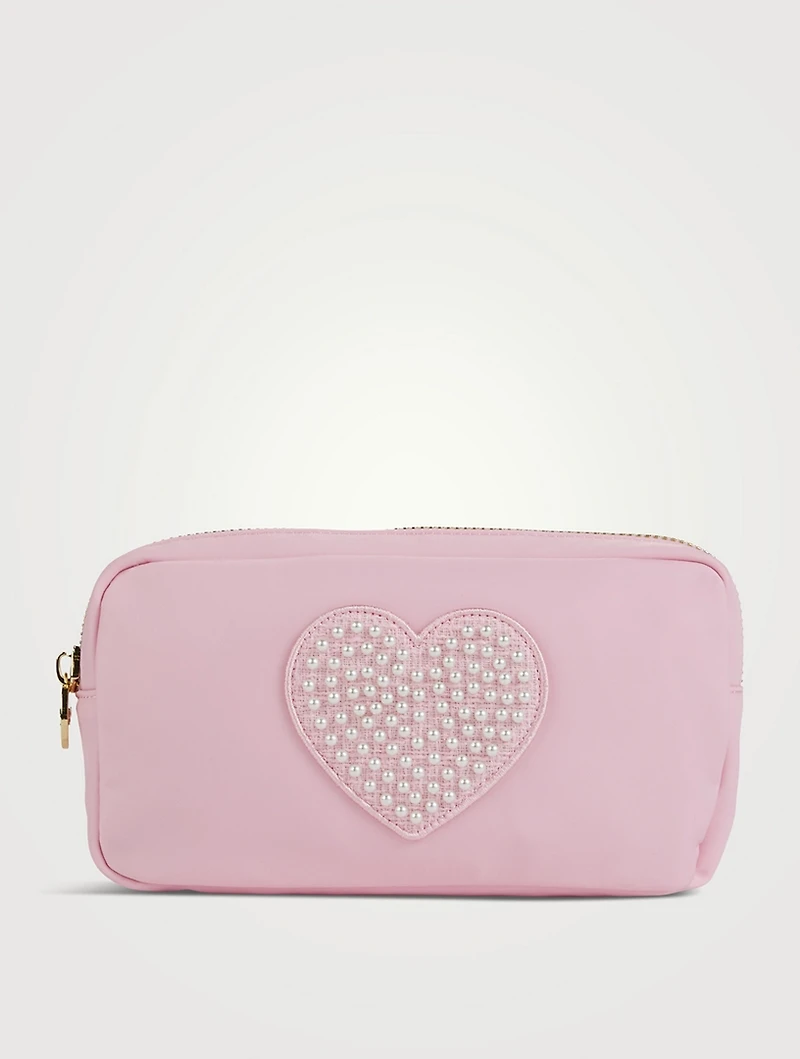 Small Nylon Pouch With Heart Patch