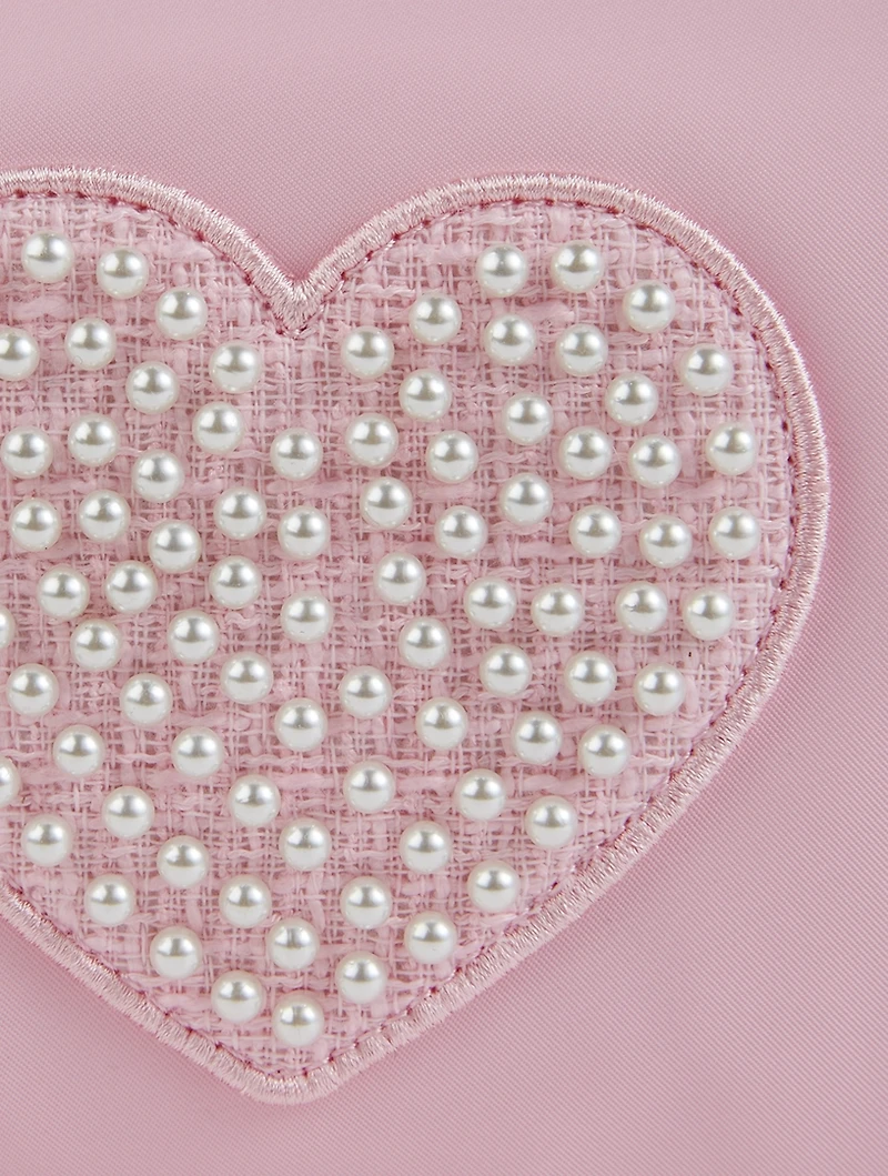 Small Nylon Pouch With Heart Patch