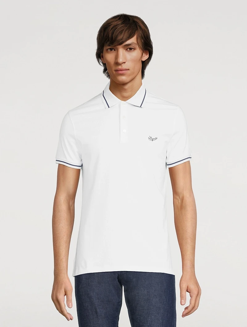 Cotton Stretch Polo With Logo