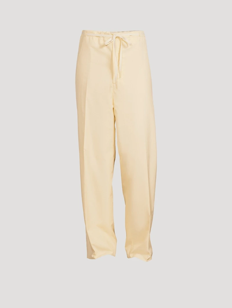 Cotton And Silk Wide-Leg Pants