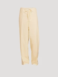 Cotton And Silk Wide-Leg Pants