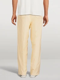 Cotton And Silk Wide-Leg Pants