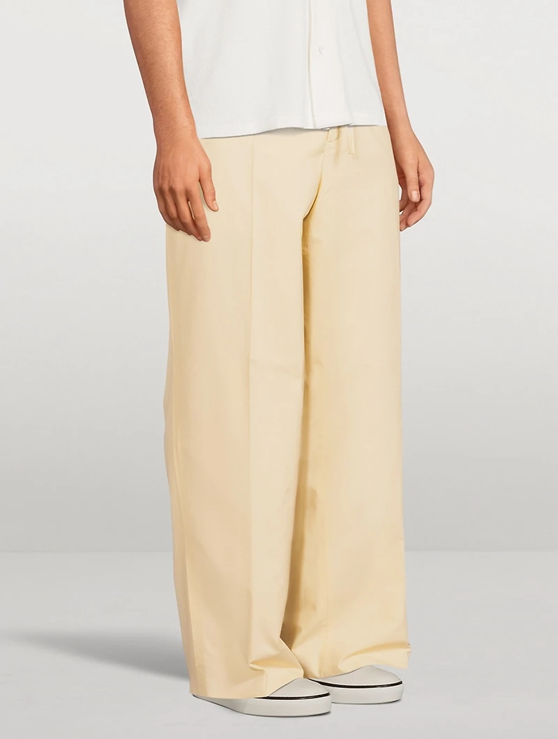 Cotton And Silk Wide-Leg Pants