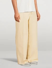 Cotton And Silk Wide-Leg Pants