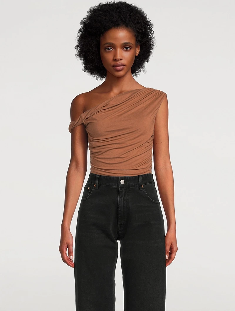 Hilma Asymmetric Ruched Bodysuit